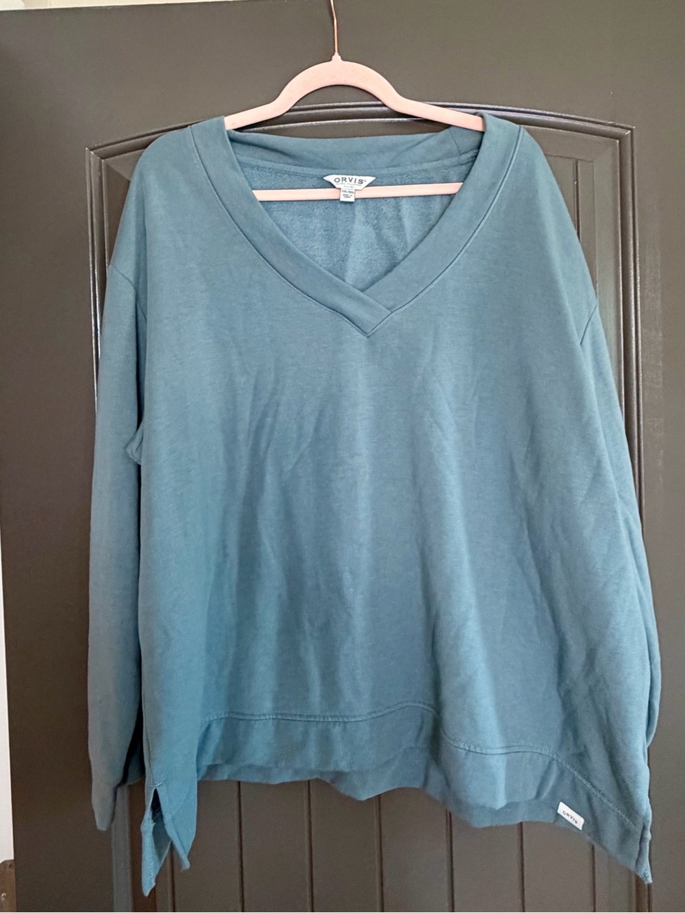 Orvis Classic Collection Blue V-Neck Pullover Sweatshirt Women’s XXL 2XL